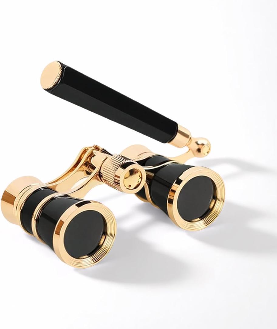 Opera Glasses Binoculars,3X25 Theater Binoculars with Foldable Handle for Adults Kids Women,Small Portable Opera Glasses for Theater and Concert Viewing (Black with Handle)