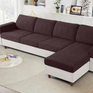 Ruaozz Couch Cushion Covers for Sectional Sofa Stretch Seat Cushion Covers Washable Sofa Slipcovers for L Shaped Soft Furniture Protector Pet Friendly (3 PC Seat or Back Cover, Dark Coffee) 