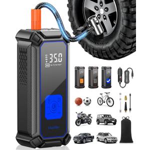 OlarHike Cordless Tire Inflator Portable Air Compressor, 150PSI Dual Mode, 5400mAh Auto Air Pump for Car Tires, Motorcycle, Bicycle, Gifts for Dad with LED Light & Digital Pressure Gauge (2-blue)