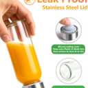 Zukro Glass Water Bottles with Lids 10.5 oz, 4 Pack Reusable Clear Glass Small Juice Bottles With Stainless Steel Cap for Juicing, Milk, Ginger Shot, BPA Free Leak Proof 300ml Drinking Jar