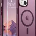 SUPFINE Magnetic for iPhone 15 Plus Case & iPhone 14 Plus Case(Compatible with MagSafe)(Military Grade Drop Protection) Slim Translucent Shockproof Phone Case,Wine Red
