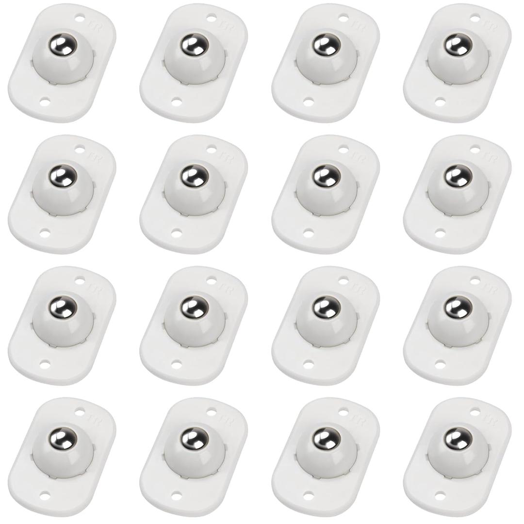 TRVL FIELDER Self Adhesive Caster Wheels, Appliance Rollers Appliance Slider for Kitchen, 360 Swivel Small Casters - Solve Coffee Maker Air Fryer Small Appliances Countertop Sliding (White - 16 Pcs) (1 Steel Ball Style)