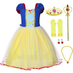 Joy Join Princess Costume Dress For Little Girls Birthday Party With Gloves,Crown,Wand,Necklace 3-4 Years (3T 4T)