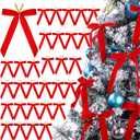 Riceshoot 30 Pcs Christmas Velvet Bow, 6 x 8 Inch Rustic Crafts Gift Bows Nice for Christmas Tree, Garland, Large Gifts, Parties, Indoor or Outdoor Decorations(Red)