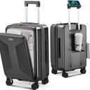 Carry on Luggage Top opening Suitcases, Expandable with Cup Holder and USB Charging Port,Lightweight with Front Pocket Rolling Suitcases with Spinner Wheels, 20 Inch