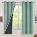 BGment Thermal Insulated 100% Blackout Curtains for Bedroom with Black Liner, Double Layer Full Room Darkening Noise Reducing Grommet Curtain (42 x 63 Inch, Frosty Green, 2 Panels)