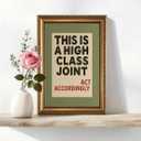 Vintage Gold Framed Wall Art Funny Bathroom Decor Sign, 16x24 Inch