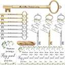 Patelai 50 Set Key Shaped Wedding Pens Gifts for Guests Bridal Shower Pens Bulk 0.5 mm Black Ink for Wedding Proposal Engagement Party