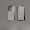 for Samsung Galaxy Z Fold 7 Case with Leather Back, Built-in Camera Kickstand, Electroplated Frame & Hinge Protection, Screen Protector, Thin & Slim Leather Stand Cover 5G 2025, White