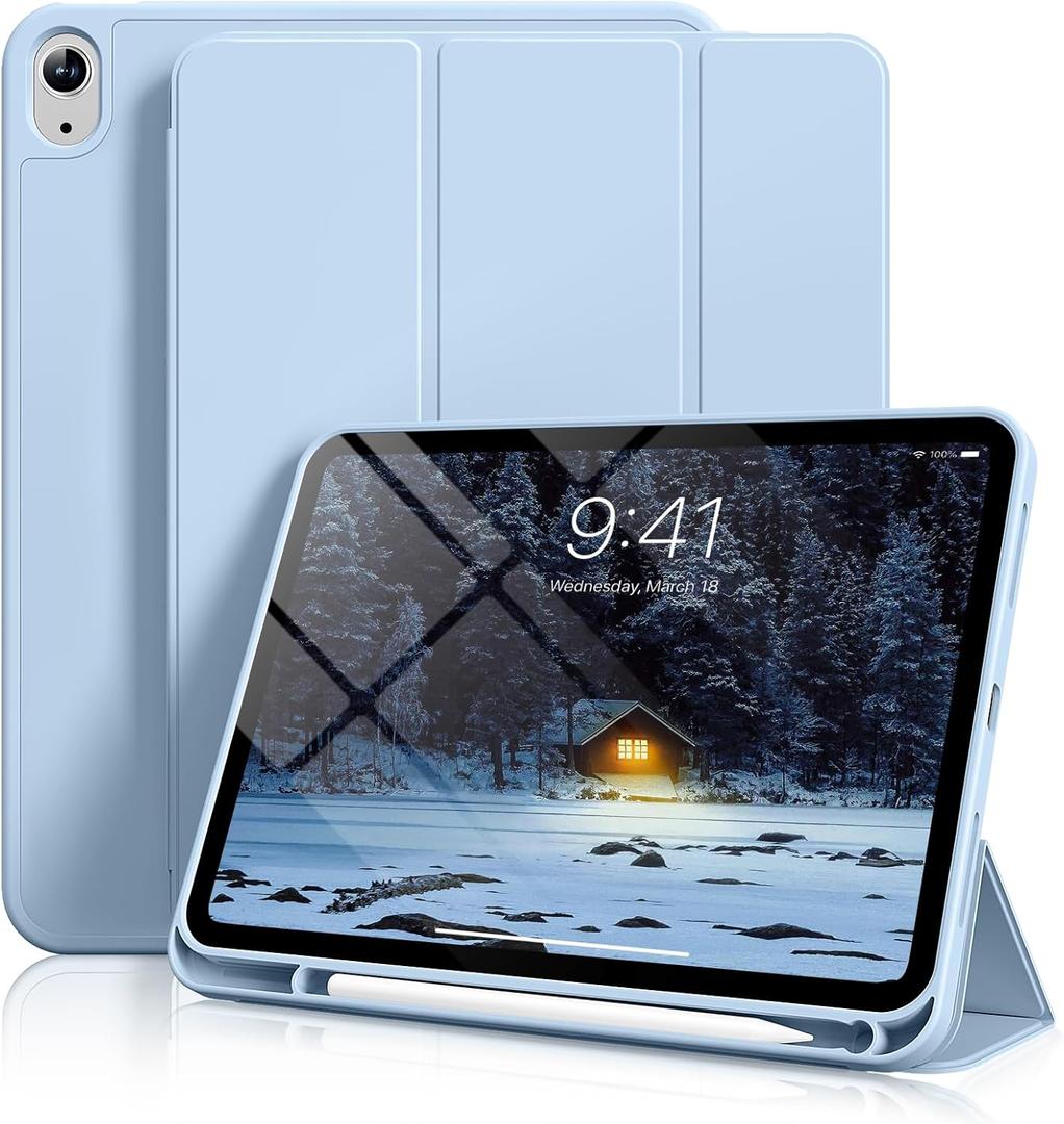 Aoub Case for iPad (A16) 11th Generation 11 Inch 2025, iPad 10th Generation 10.9 inch 2022 with Pencil Holder, Slim Lightweight Trifold Stand Smart Soft TPU Back Cover, Support Touch ID, Light Blue Aoub Case for iPad (A16) 11th Generation 11 Inch 2025, iPad 10th Generation 10.9 inch 2022 with Pencil Holder, Slim Lightweight Trifold Stand Smart Soft TPU Back Cover, Support Touch ID, Light Blue