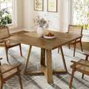 LITTLE TREE 31.5" Dining Table, Square Dining Table for 2/4, Wooden Kitchen Table, Modern Small Dinner Table for Small Space, Apartment, Dining Room, Kitchen, Living Room Natural (No Stool), 31.50" W x 31.10" D x 29.53" H