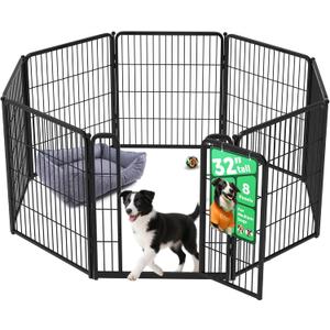 FXW Homeplus Unleashed Indoor Dog Playpen - Stress-Free and Safe Play, Heavy Duty 32 Inch 8 Panels Dog Pen for Small and Medium Dogs, BlackPatented