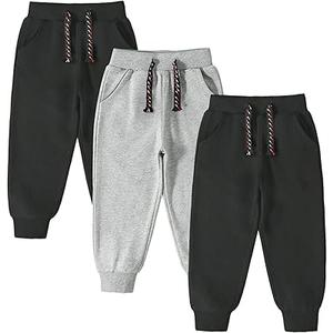 3 Pack Toddler Boys and Girls Cotton Pull on Sweatpant with Drawstring 7Y