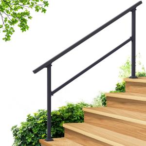 CHR Fence & Rail Hand Rails for Outdoor Steps, 5 Step Handrail & Indoor Stair Railing Kit, Railings for Outdoor Steps and Hand Rails for Seniors for Porch Railing & Deck Hand Rail, 4 to 5 Steps