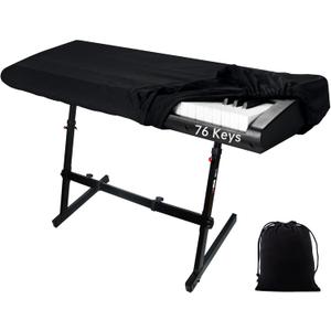 76 Keys Piano Keyboard Cover, Stretchy Music Dirt Proof Electronic Keyboard Cover With Durable Elastic & Cord Lock Must Have Piano Accessories, Black