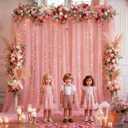 10x10ft Dusty Rose Tulle Backdrop Curtain with Lights String for Parites, Sheer Photo Backdrop Drapes for Wedding Baby Shower Bridal Shower Birthday Party Photo Shoot Background Decorations
