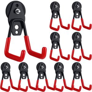 Landhoow 10 Pcs Large Magnetic Hooks Heavy Duty Garage Magnet Hooks Strong Storage Utility Magnetic Hangers with Anti Slip Rubber Coating for Indoor and Outdoor Hanging (Red)