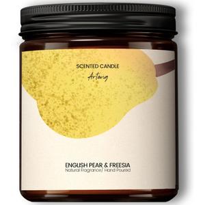 Generic English Pear & Freesia Scented Candle | Scented Candle Gifts for Women | Soy Candles for Home Scented | Aromatherapy Candle in Black Jar | Unique Birthday Gifts for Women, Chroma, AT0001