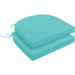 downluxe Outdoor Chair Cushions Set of 2 for Patio Furniture, Water-Resistant Patio Chair Cushions with Ties, High Density Foam Outdoor Seat Cushion, 17" X 16" X 2", Teal
