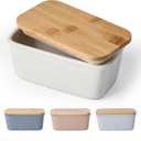 Famiware Milkyway Butter Dish with Lid for Countertop, Large Ceramic Butter Dish, Butter Keeper Holder with Airtight Cover, Kitchen Decor and Accessories for Kitchen Gifts (White)