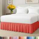 Bedskirt Queen Size Ruffle - 12 inch Drop Dust Ruffle Bed Skirt with Platform - Ultra-Soft, Easy Fit, Premium Hotel Quality - Wrinkle, Fade & Shrink Resistant - for Women, Men, Kids and Teens - Coral