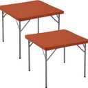 Fitted Square Tablecloth 36x36 Inch-2 Pack Rust Card Elastic Spandex Table Clothes-Small Stretch Thanksgiving Fall Table Cover Topper Cap for Kitchen Dining Picnic Patio Outdoor Party Tables