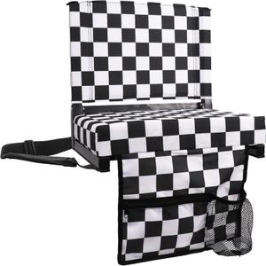 SPORT BEATS Stadium Seats with Back Support Bleacher Chairs with Back and Cushion Thick Padded Bleacher Seats Includes Shoulder Strap Check 1pc Regular - 17" W x 12" D x 16.5" H