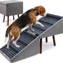 2-in-1 Dog Stairs for Bed and Couch, 21.6 Inch High,Foldable Ottoman with 6 Steps, Joint Relief for Small and Large Dogs (Gray H 21.6")