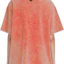 Womens Acid Wash Vintage Shirts Please Be Patient with Me I'm from The 1900s Print T Shirt (Orange, L)