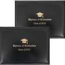 GraduationMall Leatherette Imprinted Diploma Cover for Certificate 8.5"x 11" Class of 2026 Padded Graduation Diploma Holder Black,4 Packs