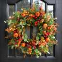 AnyDesign 26 Inch Large Fall Wreath for Front Door, Artificial Eucalyptus