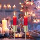 Angoily 5 Pcs Candle Holder Stakes Taper Candlestick Holders, Golden Christmas CandleholdersDIY Metal Candle Stand with Spike, for Christmas Tree Table Decor Festive Party Centerpiece