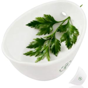2 x Herb Stripper Bowl with Foldable Spoon: Food-Grade Silicone Herb Stripper Tool with 304 Stainless Steel Spoon, Dishwasher Safe - Suitable for Parsley, Basil, Rosemary, Thyme & Mint