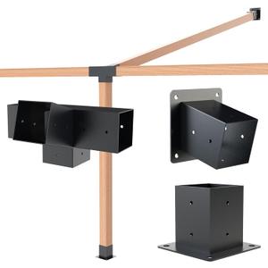 Pergola Kit with Brackets, 15Slanted Roof Pergola Bracket Kit, Roof Wall Mount Extension Bracket Kit 4-Way Brackets for Pergolas,Log Cabin Outdoor Pergola 4"x 4" (Actual 3.5" X 3.5") Lumber