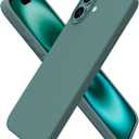 ORNARTO Compatible with iPhone 16 Plus Case 6.7, Slim Liquid Silicone 3 Layers Full Covered Soft Gel Rubber Phone Case Protective Cover 6.7 Inch, Pine Green