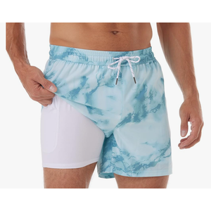 BRISIRA Mens Swim Trunks Swim Shorts Quick Dry 5 inch Inseam Beach Shorts with Compression Liner and Zipper Pocket Size 32