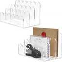 YAGELI 2 Pack 3-Slot Acrylic Mail Organizer for Desktop Scalloped Clear Document Sorter, Vertical File Holder for Office/Home, Space-Saving Desk Organizer for Letters,Envelope,Bills,Stationery