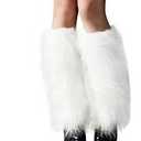 Zando Furry Faux Fur Leg Warmers for Women - Soft Fluffy Legwarmer Winter Boot Cuffs Covers for Daily Halloween Santa Costume
