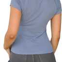 Dwnval Womens Basic Summer Short Sleeve Crewneck T Shirt Raglan Ribbed Knitted Slim Fit Casual Going Out Tops (Blue, S)