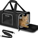 Petskd Pet Carrier 17x13x9.5 Southwest Airline Approved, Pet Travel Carrier Bag for Small Cats and Dogs, Soft Dog Carrier for 1-15 LBS Pets,Dog Cat Carrier with Safety Lock Zipper (Black)