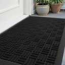 Color&Geometry Front Door Mat Outside Entrance, Heavy Duty Non Slip Low Profile Doormat for Entryway, Trap Dirt and Moisture Welcome Mats All-Weather, Easy Clean, Patio, Garage, 24"x48" Black