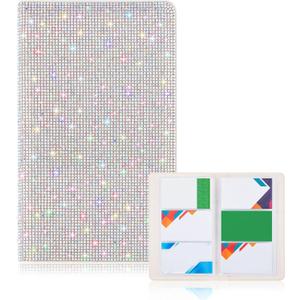 Bling Business Card Holder with Rhinestone, 240 Capacity Business Credit Cards Organizer for Men Women PU Leather File Storage Booklet (White)