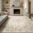 8x10 Beige Plaid Living Area Rug Washable, Non Slip, Soft Low Pile, Vintage Farmhouse, Large, for Living Room Bedroom Dining Room Office Indoor Home Decor