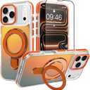 Magnetic Fit for iPhone 17 Pro Max Case with Stand, Orange | [Compatible with Magsafe] [Fashion Fluorescent Design] [1 Screen Protector] Slim Translucent Matte Phone Case 6.9" 2025