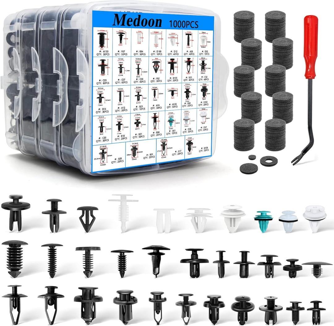 Car Retainer Clips 1101 PCS Car Door Panel Trim Clips Kit 32 Most Popular Sizes Cars Body Kits 1 Pcs Fastener Remover for Ford GM Toyota Honda Chrysler BMW Benz Nissan Subaru Audi Mazda
