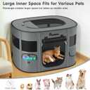 Dog Playpen, Portable Pet Cat PlayPen, 600D Oxford Dog Kennel Tent Crate, Waterproof&Breathable, Indoor Outdoor Travel Camping for Medium/Large Breed with Carrying Case+Bowl(L), Charcoal Gray