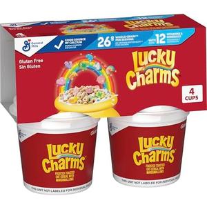 Lucky Charms Gluten Free Cereal with Marshmallows, Kids Breakfast Cereal, Made with Whole Grain, 4 Cereal Cups, 6.8 oz, Set of 2 BB 1/11/26 Lucky Charms Gluten Free Cereal with Marshmallows, Kids Breakfast Cereal, Made with Whole Grain, 4 Cereal Cups, 6.8 oz, Set of 2 BB 1/11/26