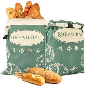 2 Pack Zippered Beeswax Bread Bags 1713 Inch Large Cotton Sourdough Bread Bags Reusable Bread Storage Bags for Homemade Bread Freezer Safe for Bagel Croissant & Baguette Kitchen Baking Supplies