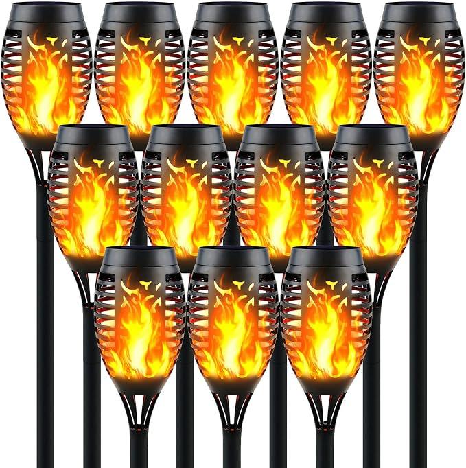 Solar Torch Lights Outdoor Flickering Flame, 12 Pack
Upgraded 12LED, Mini Solar-Powered Tiki Torches, IP65 Waterproof, Fire Effect Decor, Garden Pathway Lighting, Auto On/Off
