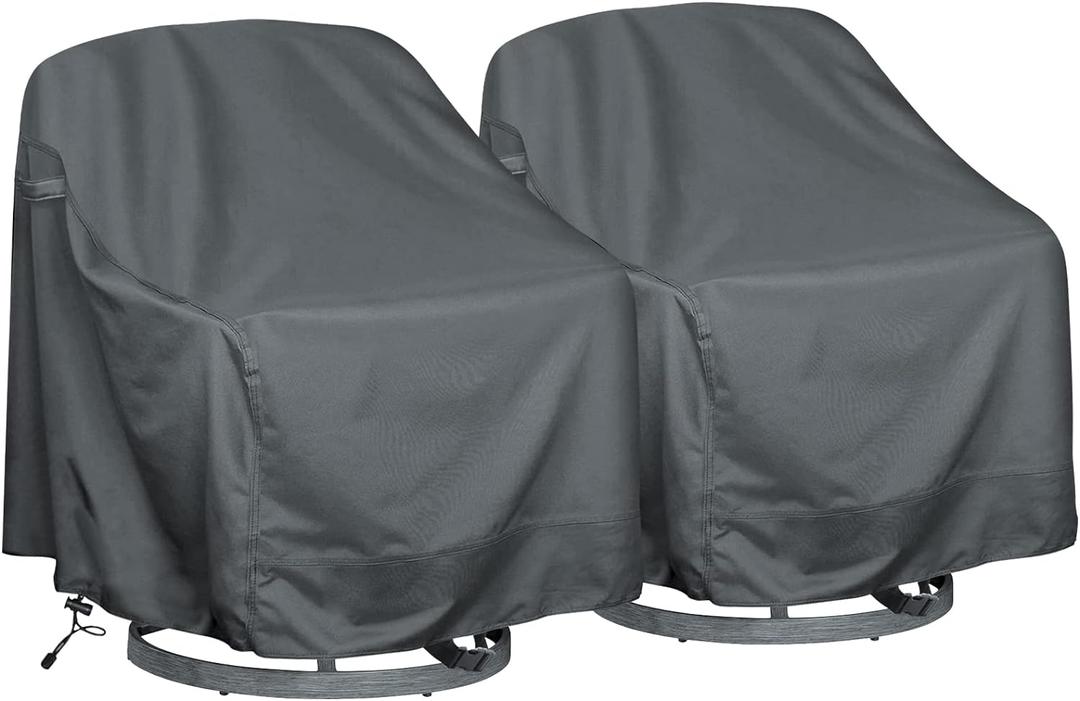 Outdoor Swivel Lounge Chair Cover 2 Pack, Fits to (39" W X 37" D X 38" H) Lawn Patio Chairs, 420D Tear-Resistant, UV Resistant, Waterproof for Furniture Covers, Gray